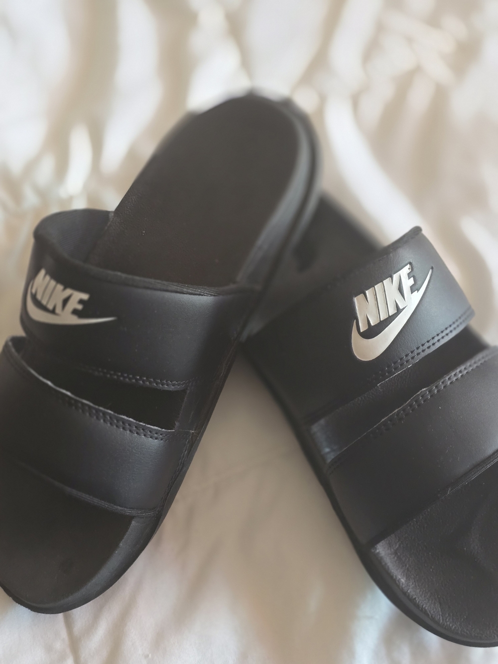 Nike Black Slide Sandals with White Logo